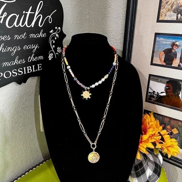 NWT Natasha Accessories
Beaded Chain Multi Strand Necklace #JW7 - Picture 2 of 3